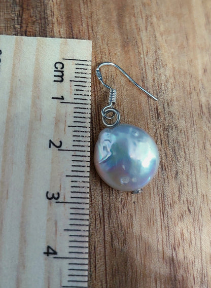 Sterling Silver Coin Pearl Earrings