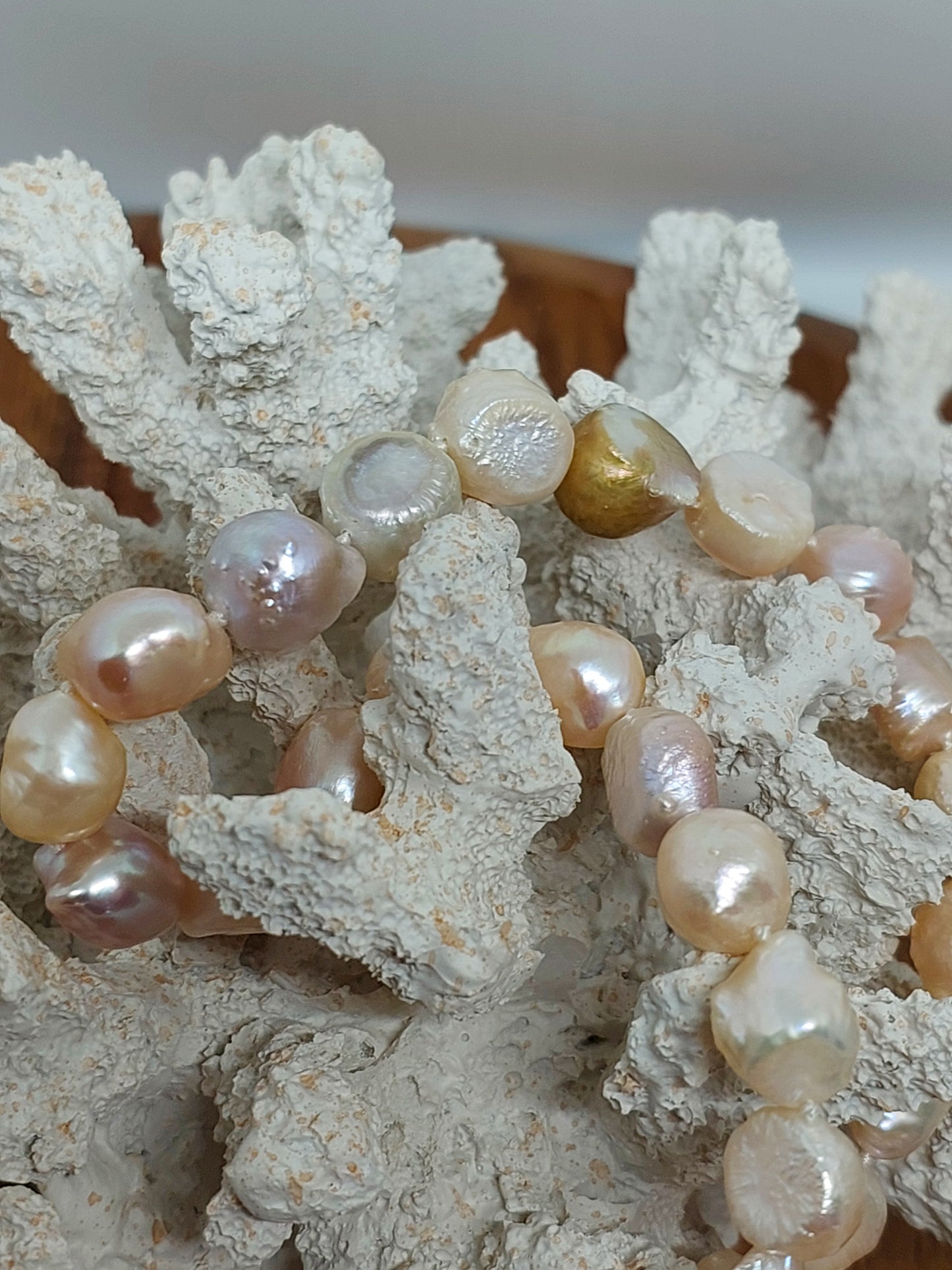 3 colours druzy pearl necklace