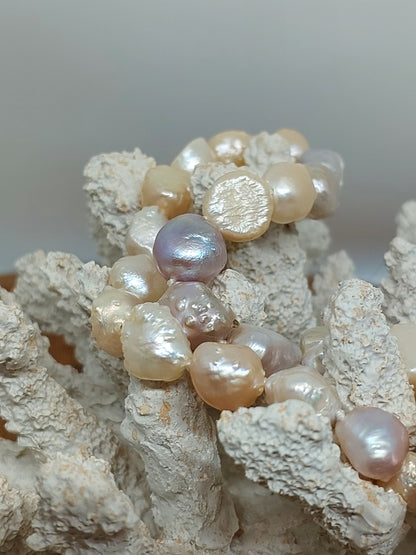 3 colour druzy pearls necklace