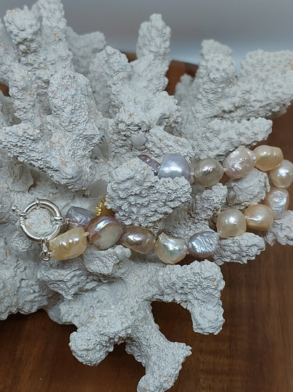 3 colour druzy pearl bracelet