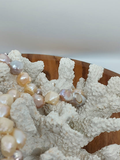 3 colour druzy pearl necklace