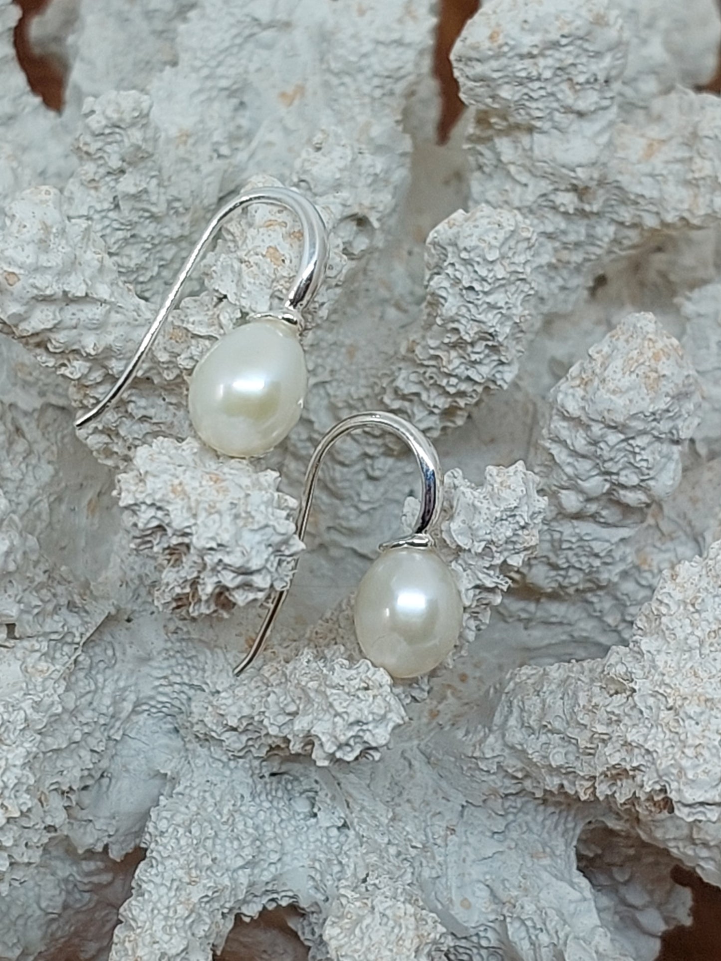 White pearl earrings