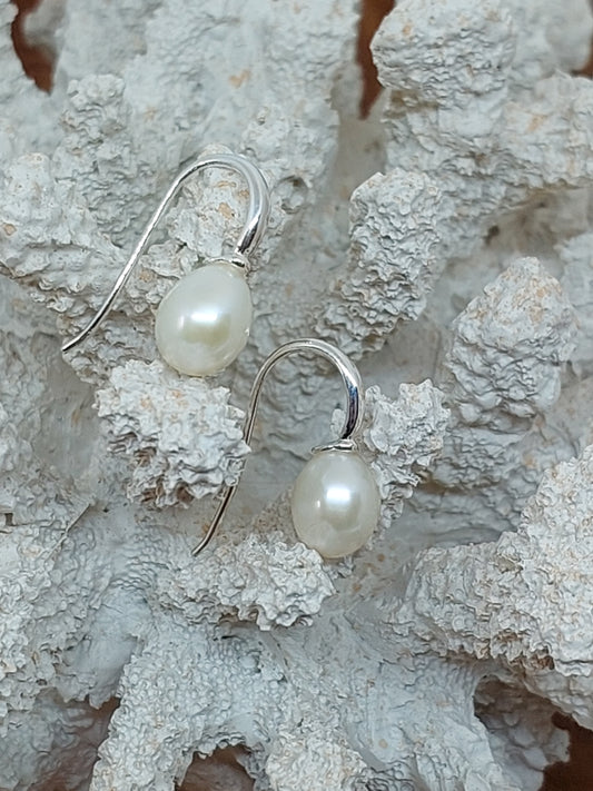 White pearl earrings