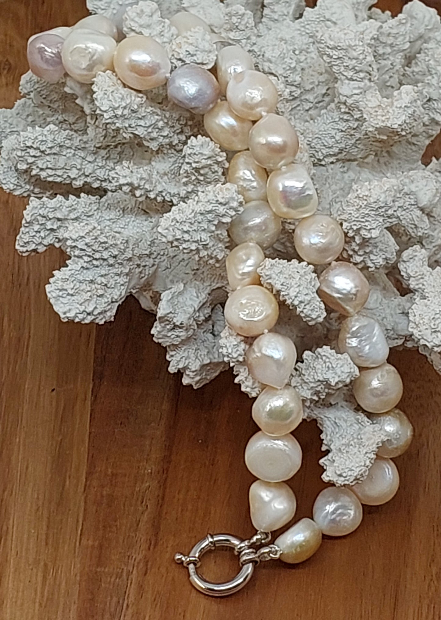 Natural Pearl Necklace with Sterling Silver Clasp